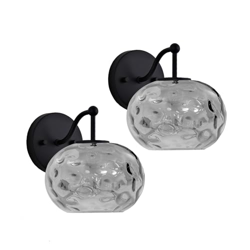 Wrlmfy Iridescent Smoked Glass Sconce Set
