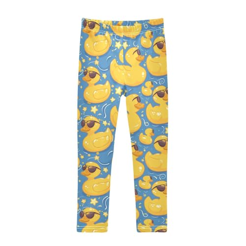 Yellow Ducks Girls' Leggings Toddler Doodles Stars Swirls Kids Yoga Pants Dance Active Tights 4T