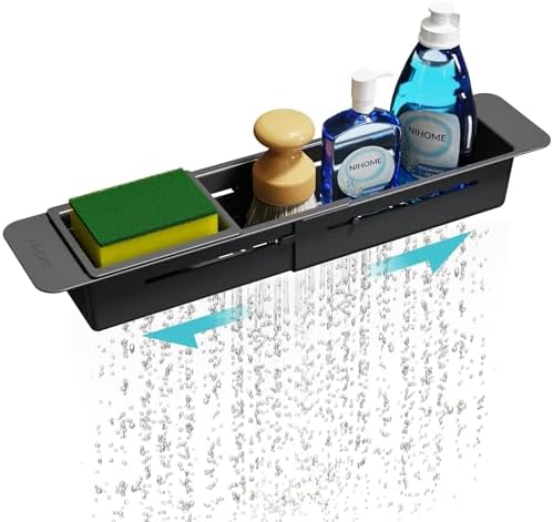 NiHome Expandable Kitchen Organizer Over The Sink Small Telescopi...