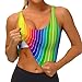 Rainbow Striped Print Lightweight Trendy Women Sports Vest Yoga Workout Running Vests All Seasons