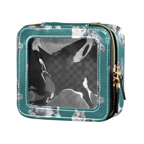 Cute Cats Teal Clear Small Makeup Bag Borse da viaggio per articoli da toeletta Custodia cosmetica da per Cute Cats Teal 1 size
