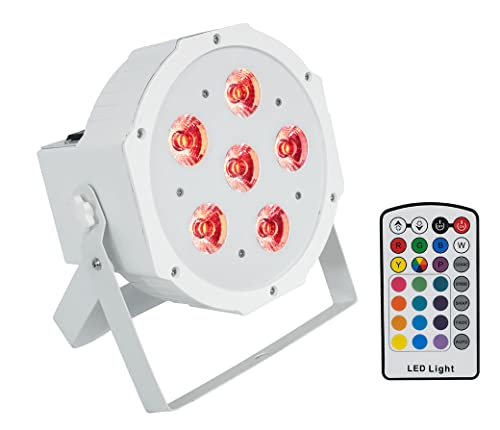 Rockville Battery PAR 6RF White Rechargeable RGBWA+UV Light with Wireless DMX, Includes RF Remote, Up to 15 Hours Battery Life, 6x6W LEDs, Perfect for DJs, Events & Parties