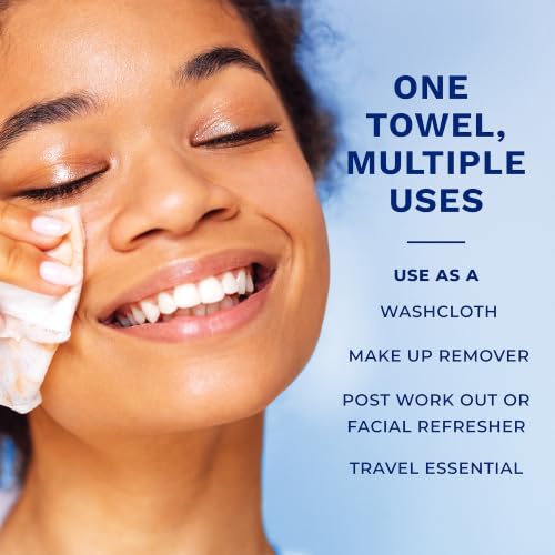 Image of Q-tips Clean Disposable Face Towels for Cleansing, 100% Cotton, 50 Count