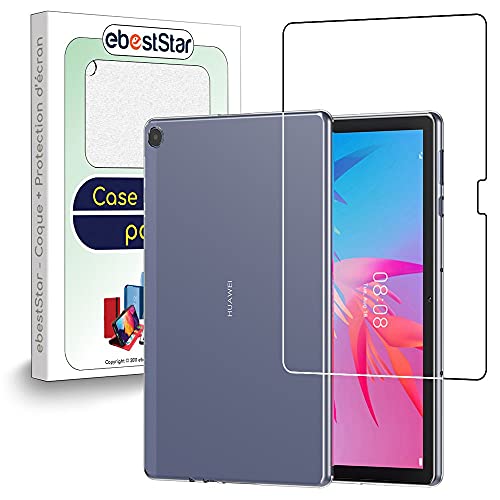 ebestStar - Cover per Huawei MatePad T 10, T 10S, Custodia Silicone Trasparente, Protezione TPU Antiurto, Morbida Sottile Slim, Trasparente + Vetro Temperato