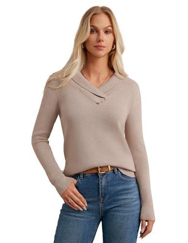 Image of GRACE KARIN Women Fall Long Sleeve V Neck Collar Knit Pullover Sweaters