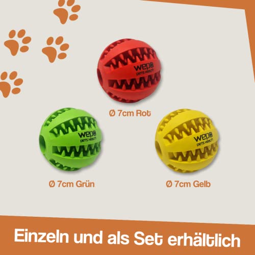 WEPO Zahnpflege Ball Hund - Ø 7cm grün - Zahnpflegespielzeug Hund aus Naturkautschuk - Kauball - Ball mit Zähnen zum Befüllen - Hilft bei Zahnstein zu gesünderen Zähnen