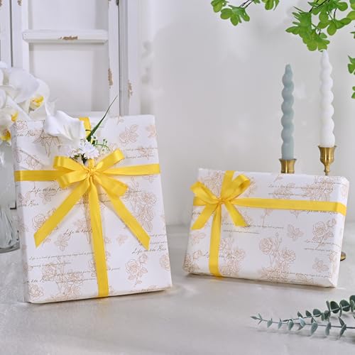 Image of Double Face Maize Yellow Satin Ribbon 1 /2 inch X 50 Yards Polyester Maize Yellow Ribbon for Gift Wrapping Very Suitable for Weddings Party Hair Bow Invitation Decorations and More