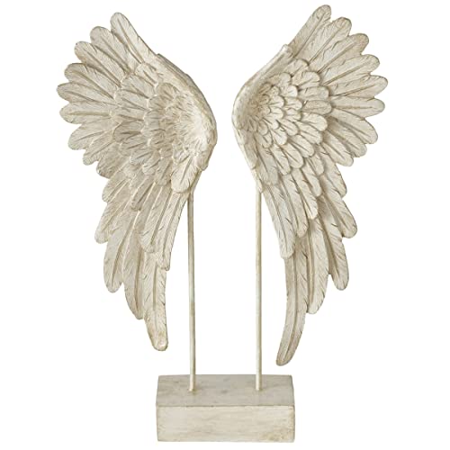 WHW Whole House Worlds Angel Wings Figurine, Antique White, 15