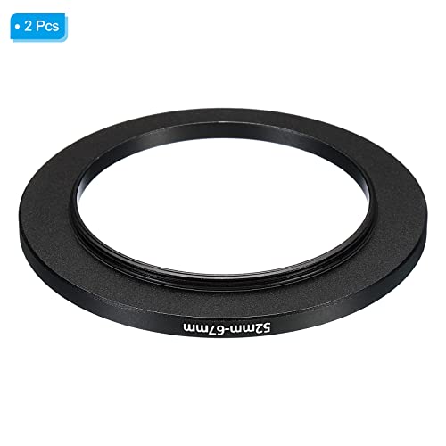 Image of PATIKIL 52mm-67mm Metal Step Up Ring, 2 Pack Camera Lens Filter Adapter Ring Aluminum Filter Adapter Ring for Camera Lenses Hood, Black