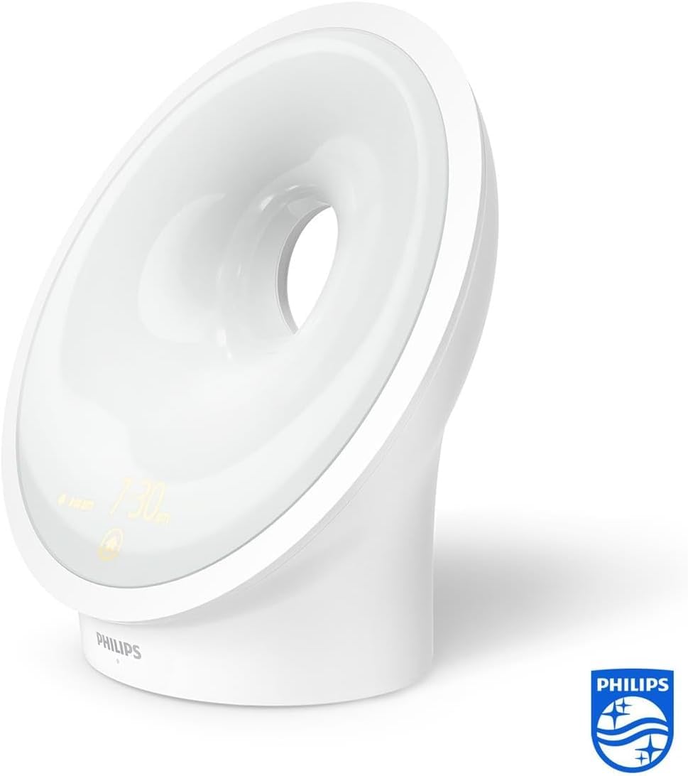Philips Wake-up Light HF3651/01 Despertador de luz natural, múltiples luces y sonidos, luz de medianoche y radio FM, con cargador móvil, Plástico, Blanco, 12 x 19 x 19 cm, 1 kilogramo