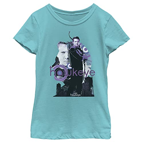 T-shirt Fille Marvel Hawkeye Silhouette Silhouette Poster en Bleu Tahiti Taille XL