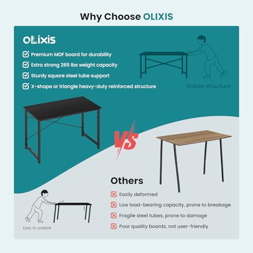 Image of OLIXIS 55-Inch Large Computer Desk for Home Office, Black