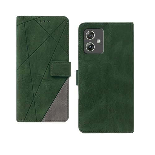 Image of amazon basics Motorola G64 5G Flip Cover | Card Pockets Wallet & Stand | Flip Cover for Motorola G64 5G (Green with Grey)