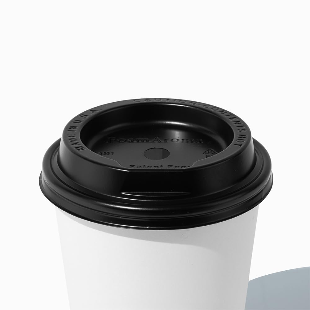 1000-Count Plastic FoamAroma Coffee Cup Dome Lids Black Color | Fits 10/12/16/20/22 oz Hot Cups, Premium Aroma Enhancing | Hot Cup Factory