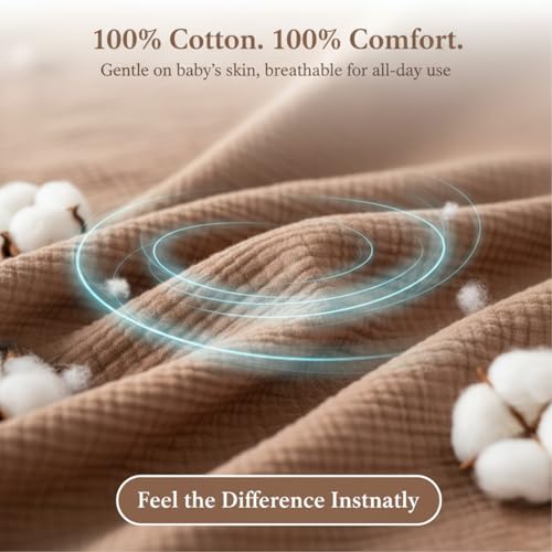 Image of Nursing Cover for Baby Breastfeeding - Breathable 100% Cotton Nursing Apron with Rigid Hoop, Privacy Cover, Lightweight Car Seat Canopy & Multi-Use Baby Essentials -Multi Color (Mocha /Cocoa)