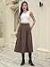 Casly Lamiit High Waisted Skirts for Women Midi Length Dressy Casual Flare Pleated A Line Skirt with Pockets Elastic Waistband Brown S