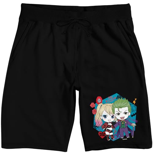 Bioworld Harley Quinn Chibi Harley & Joker Men's Black Sleep Pajama Shorts