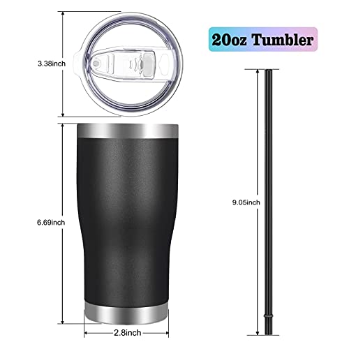 Image of VEGOND 20oz Tumbler Stainless Steel Tumbler Cup with Lid And Straw Vacuum Insulated Double Wall Travel Coffee Mug(Black 1 Pack)