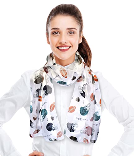 CBC Crown Women's Lightweight Fun Sports Football Theme Silk Feeling Satin Striped 13"x60" Fashion Scarf2