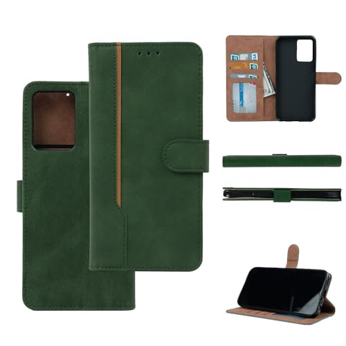 Image of amazon basics CMF Phone 2 Pro Flip Cover | Card Pockets Wallet & Stand | Flip Cover for CMF Phone 2 Pro (Green with Beige Strip)
