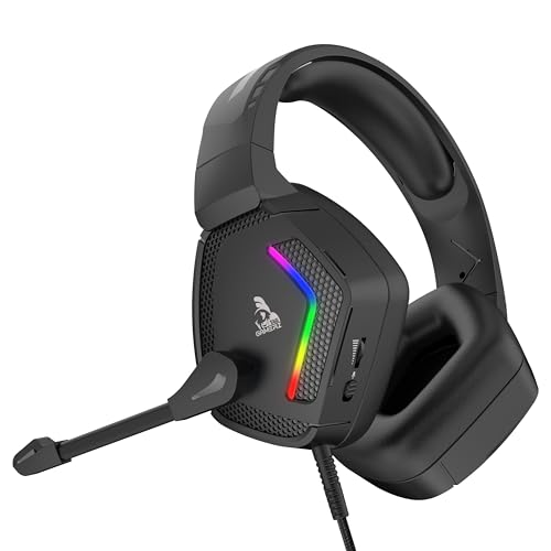 Image of TAG Gamerz Victor RGB Black Over-Ear Gaming Headphone Headset | Soft Ear Cups | 50mm Driver| 3.5mm Audio | 7 Color Breathing RGB with USB | 2m Braided Cable | Adjustable Mic for Calling | Mute Button