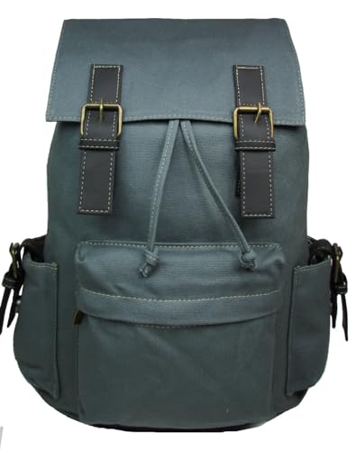 Mochila Lona Vintage Retro Reforçada Notebook Casual Faculdade Masculina Feminina (Cinza)