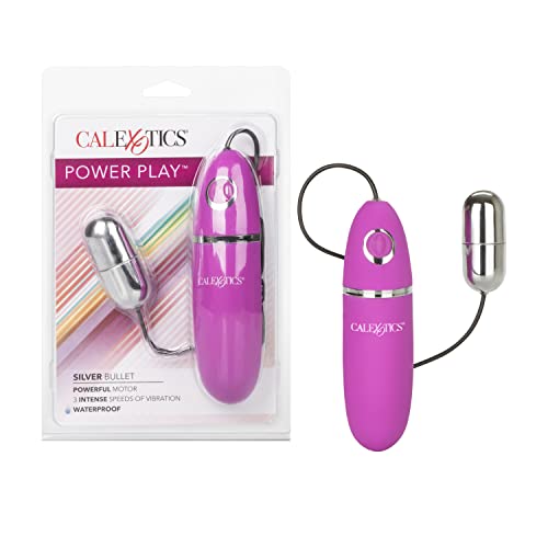CalExotics Power Play Wired Remote Control Bullet Vibrator – Waterproof Sex Toys for Couples – Adult Vibe Egg Massager – Silver