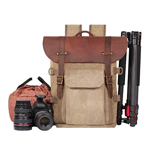Kamera Rucksack, SLR Camera Bag Waterproof Batik Canvas Retro Fashion Digital Camera Backpack (Gelb)