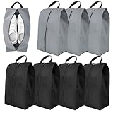 Aurinovellia Set 8 Sacchetti Porta Scarpe da Viaggio, Borsa Porta Scarpe Impermeabile con Cerniera, Custodia Scarpe Antipolvere, Organizer Scarpe per Viaggio o Casa (Nero, Grigio)