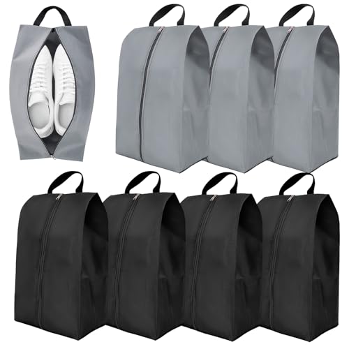 8 Bolsas Zapatos Viaje, Bolsa de Zapatos Antimanchas Impermeable con Cremallera, Bolsa para Zapatos Organizador, Shoe Bag para Guardar Zapatos en casa o Maleta (Negro, Gris)