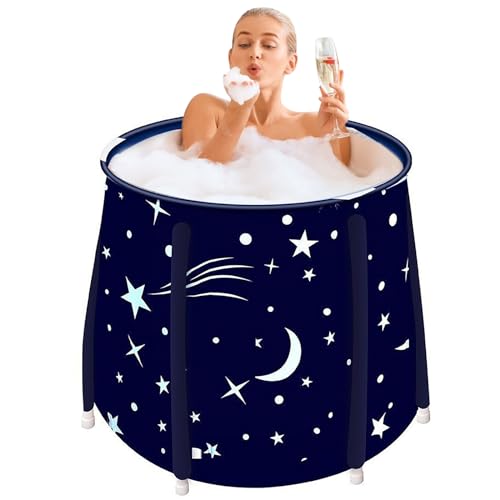 Plegable para Adultos Bañera Portatil con 2 Tubos de Drenaje, Cómoda Bañera Familiar Plástico Grueso para Ducha 70x70CM