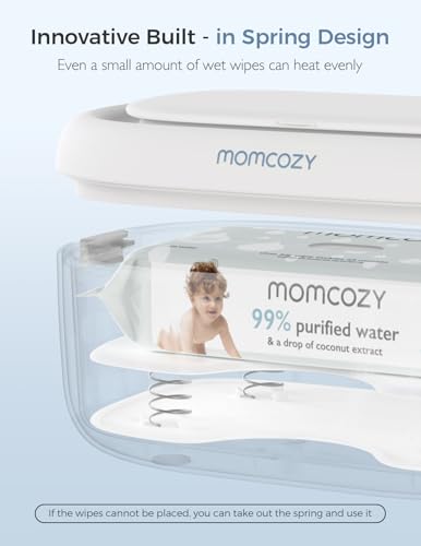 Image of Momcozy Baby Wipe Warmer, Innovative Spring Design, Large Capacity Wipes Dispenser for 60-80pcs, Fast & Even Heating, 4 Modes of Temperature Heating Control, Diaper Wipe Warmer with Night Light, Blue