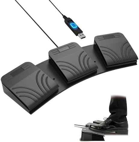 LYRIXEN USB Triple Foot Pedal, Programmable Silent Optical HID Keypad