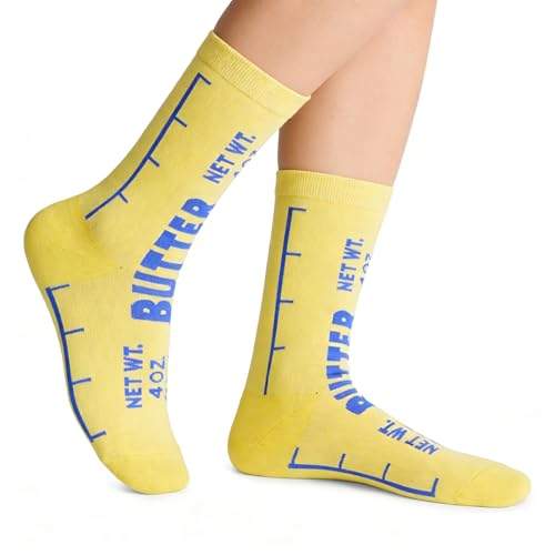 ADIHEY Butter Socks Funny Graphic Sock Butter Food Novelty Crew Socks for Women
