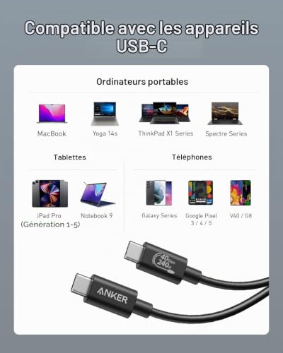 câble USB C vers USB C Anker 515 USB4 1 - vue 7