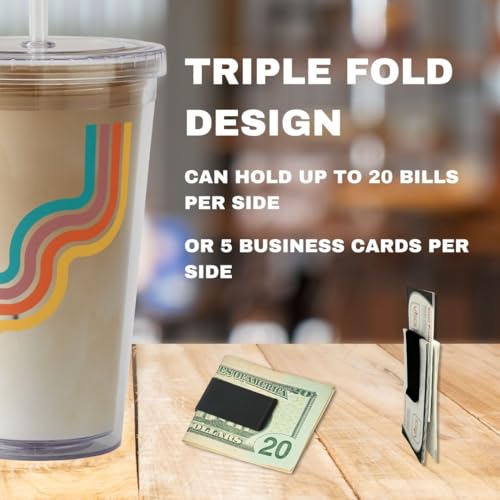 Visol Personalized Noble Double Fold Matte Black Money Clip with Free Laser Engraving3