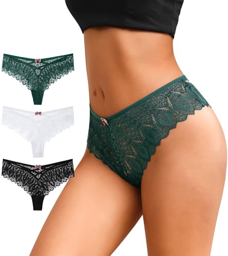 CULAYII Lace Thongs for Women String Criss Cross High waisted Underwear Hollow Out Cheeky Panties Sexy Women Thongs Pack