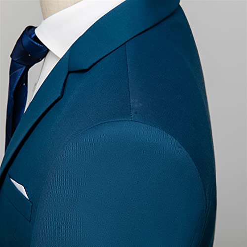 KAKAYO Ternos masculinos casuais de cor lisa masculinos dois botões Blazers Casaco calça (cor: azul