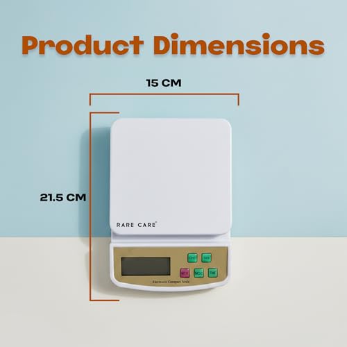 Image of Kitchen Weight Machine For Home | 10 KG Electronic Weighing Machine for Food | BackLit Tare Function 1 Year Warranty | Dual Weight Setting | Weighing Scale For Kitchen