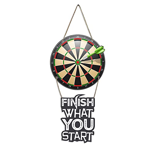 Artvibes Finish What You Start Dart Wooden Wall Hanger | Quotes Decor Item | Motivational Wall Decor | Wall Poster | Art Piece | Graphic Art | Gift It