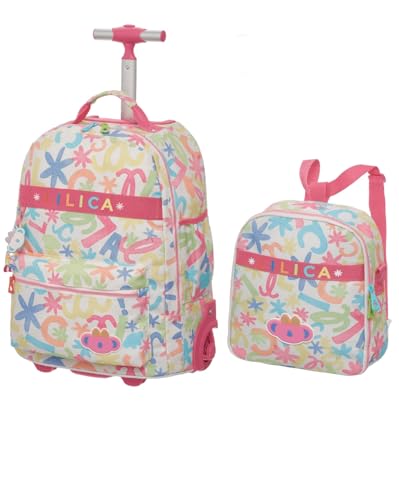 Kit Mochila Rodinhas Tubo Com Alças Lancheira Térmica Lilica Ripilica Lovit Florescer Pacific