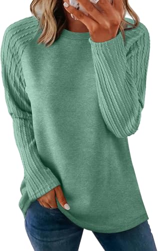 Image of OFEEFAN Long Sleeve Shirts for Womens Fall Fashion 2026 Crewneck Oversized Sweatshirt Tunic Tops to Wear with Leggings