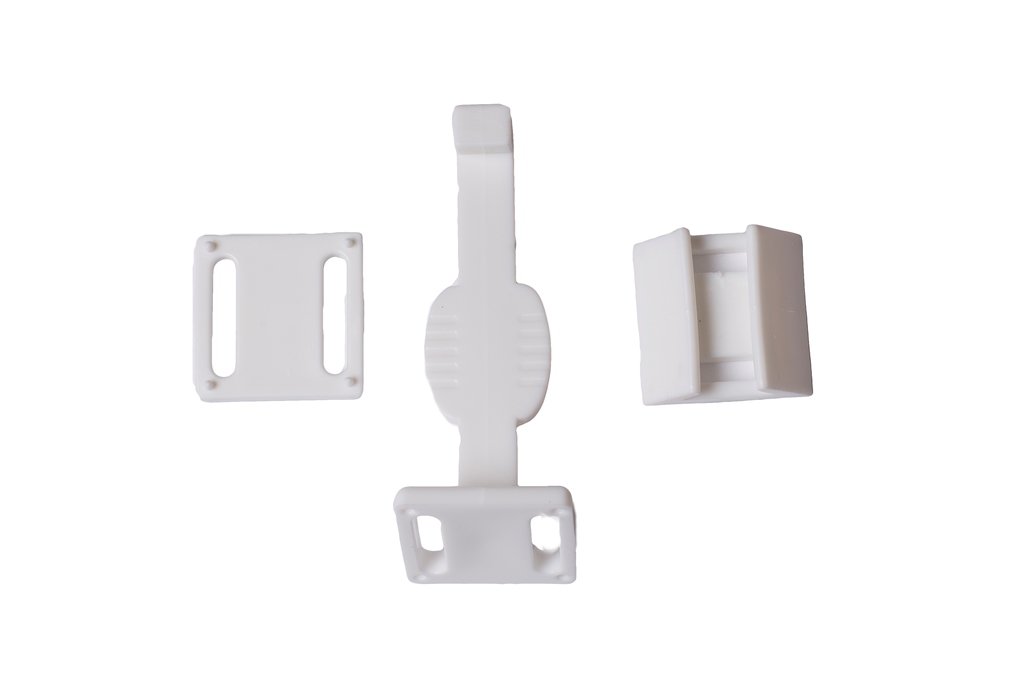 Merriway BH03373 (6 Pcs) Heavy Duty Child Resistant Safety Drawer Door Catch, White Plastic - Pack of 6 Pieces