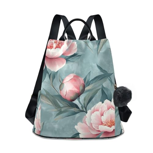 Mochila para mujer moderna urbana antirrobo mochila casual Pink Peonies