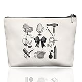EKGJW Black & White Hairstylist Makeup Bag, Aesthetic Salon Travel Organizer, Cosmetology Student Gifts for Women, Hairdresser Accessories Pouch for Teen Girls, 7.5 x 10 in