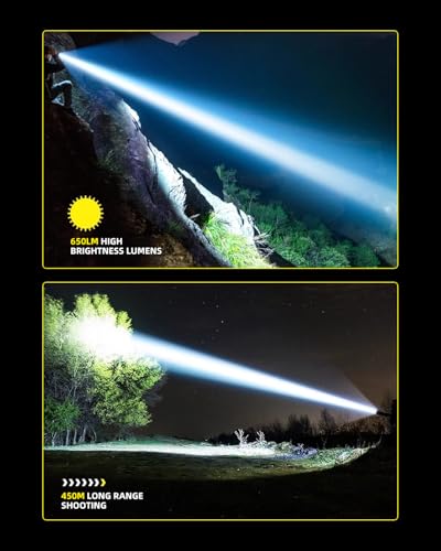 Image of Philips Torch Light, 9W 2000mAh Handheld Flashlight Rechargeable and Stepless Dimming, 650 Lumens, 5 Lighting Mode, 450M Coverage, Portable Led Torch Light for Home, Camping, Hiking, Emergency