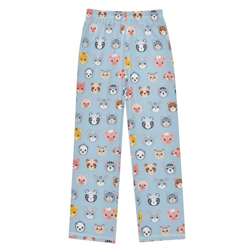 Cute Cartoon Animal Bear Pajamas Bottoms with Pockets Comfy Pjs Sleepwear Elastic Waistband Pajamas Pants Lounge Pants for 6-14 Years
