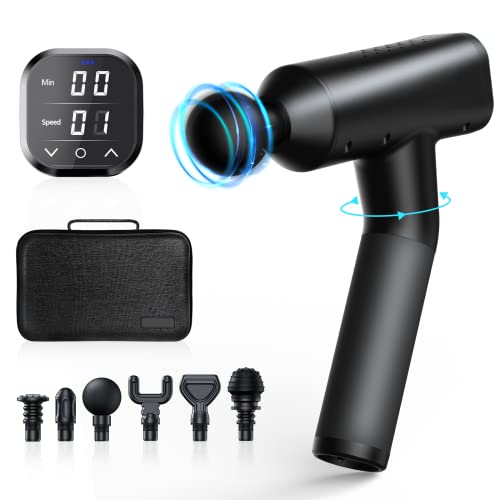 HZHNS Pistola Massaggio Muscolare Pro 3 con Impugnatura Antiscivolo Girevole a 180°, 30 Velocità, 6 Tipi di Testine per Massaggio e Timer per Palestra, Casa, Club Sportivo, Recupero Dopo l'esercizio