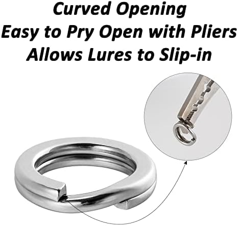 Miniatura 7 de Dr.Fish Anillo dividido de acero inoxidable Hyper Wire Aplanado Pesca Señuelo Anillos de Aparejos de Servicio Pesado Gancho Línea Conector Agua