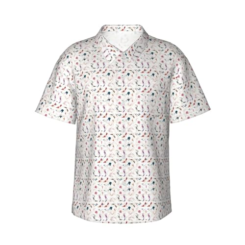 FBGHHTY Camisa hawaiana de manga corta con estampado de zapatos de tacón alto para hombre, verano, casual, vacaciones, playa, aventuras al aire libre, Negro, 3XL